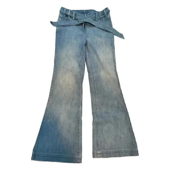 New York and Company Denim - New York & company light wash belted flare bootcut jeans women's size 2